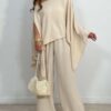 Σετ Μπλούζα Τουνίκ με Crop Top και Παντελόνα VALLERIA BEIGE