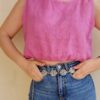 Μπλούζα Crop Top Λινή DEMI