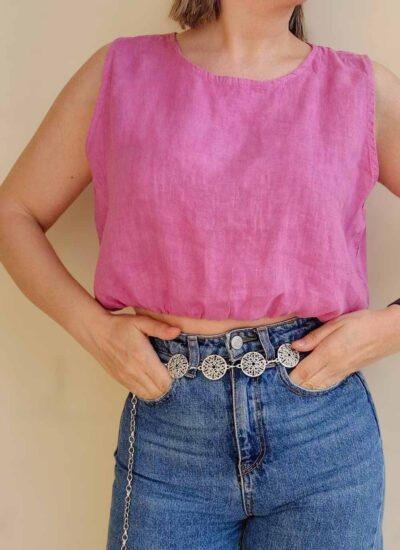 Μπλούζα Crop Top Λινή DEMI