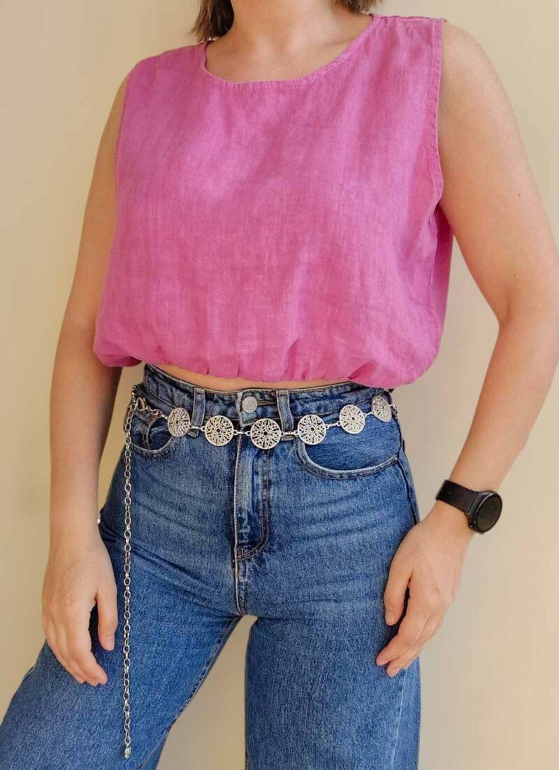 Μπλούζα Crop Top Λινή DEMI