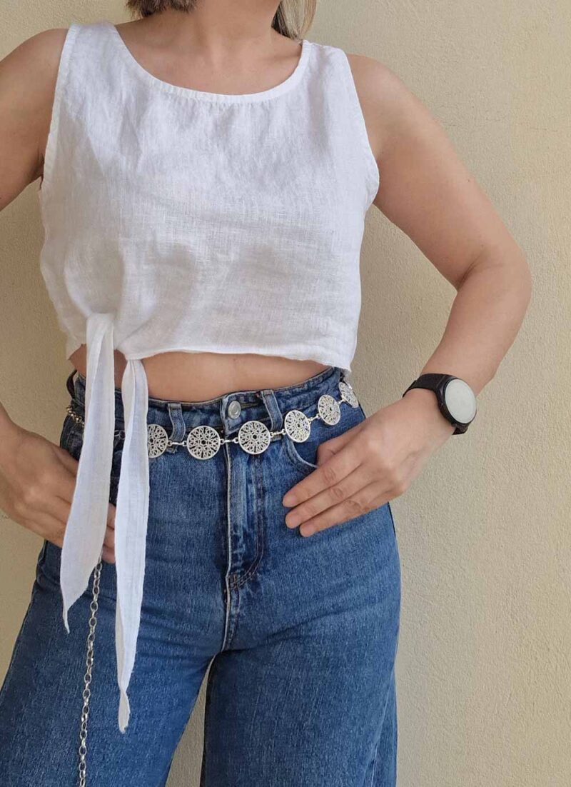 Μπλούζα Crop Top Λινή ZORDI