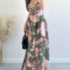 Maxi Φόρεμα με Floral Μοτίβο SIREN KHAKI